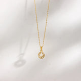 Stainless Steel Smiley Necklace with Zircon Stone for Women