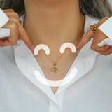 Stainless Steel Smiley Necklace with Zircon Stone for Women