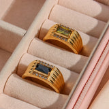 Vintage Stainless Steel Green Zircon Stone Ring
