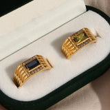 Vintage Stainless Steel Green Zircon Stone Ring