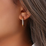 Christmas Hoop Earrings with Rhinestone Textured Square Design