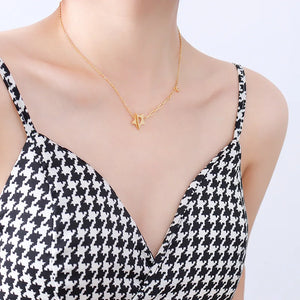 Stainless Steel Waterproof Star OT Buckle Necklace for Women Girl