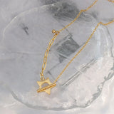 Stainless Steel Waterproof Star OT Buckle Necklace for Women Girl