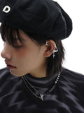 Silver Rhinestone Star Clip Earrings for Men Women