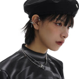 Silver Rhinestone Star Clip Earrings for Men Women