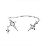 Silver Rhinestone Star Clip Earrings for Men Women