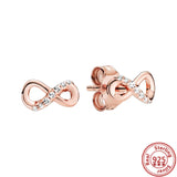 925 Silver Rose Series Heart Round Stud Earrings DIY Jewelry