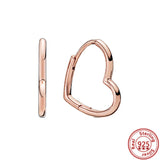 925 Silver Rose Series Heart Round Stud Earrings DIY Jewelry