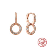 925 Silver Rose Series Heart Round Stud Earrings DIY Jewelry
