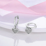925 Silver Zircon Heart Stud Earrings Asymmetric Design