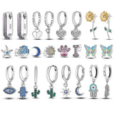 925 Silver Zircon Heart Stud Earrings Asymmetric Design