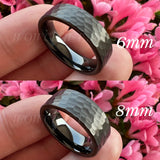6mm 8mm Tungsten Wedding Band Hammered Engagement Ring