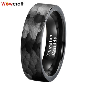 6mm 8mm Tungsten Wedding Band Hammered Engagement Ring