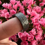 6mm 8mm Tungsten Wedding Band Hammered Engagement Ring