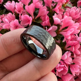 6mm 8mm Tungsten Wedding Band Hammered Engagement Ring