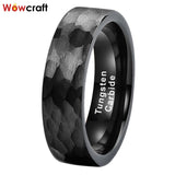 6mm 8mm Tungsten Wedding Band Hammered Engagement Ring