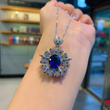 Creative Flower Jewelry Stone Pendant Necklace with Box Chain