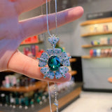 Creative Flower Jewelry Stone Pendant Necklace with Box Chain