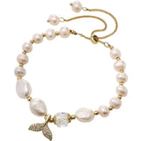 Fish Tail Pearl Bracelet Women's Crystal Animal Jewelry Birthday Gift