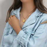 Square Pendant Necklace Stainless Steel Letter Necklace Initial Necklace