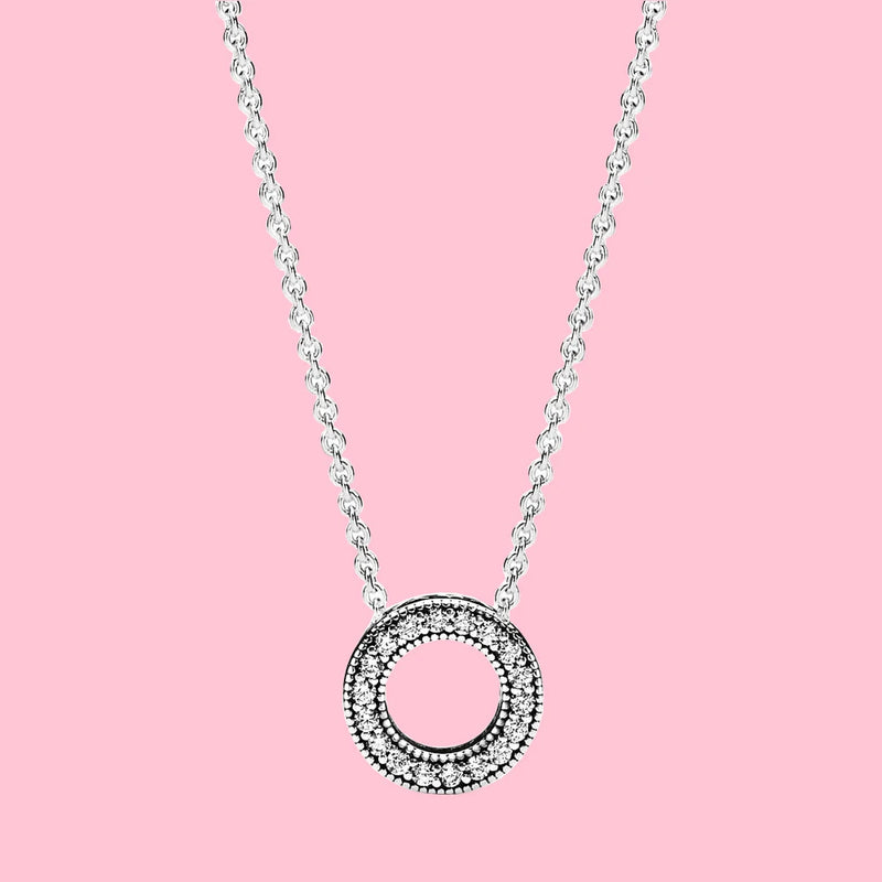 Summer 925 Silver Pav? Circle Necklace for Women Jewelry Gift