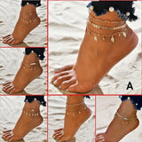 Summer Beach Anklet Women Multilayer Pave Zircon Anklet For Women