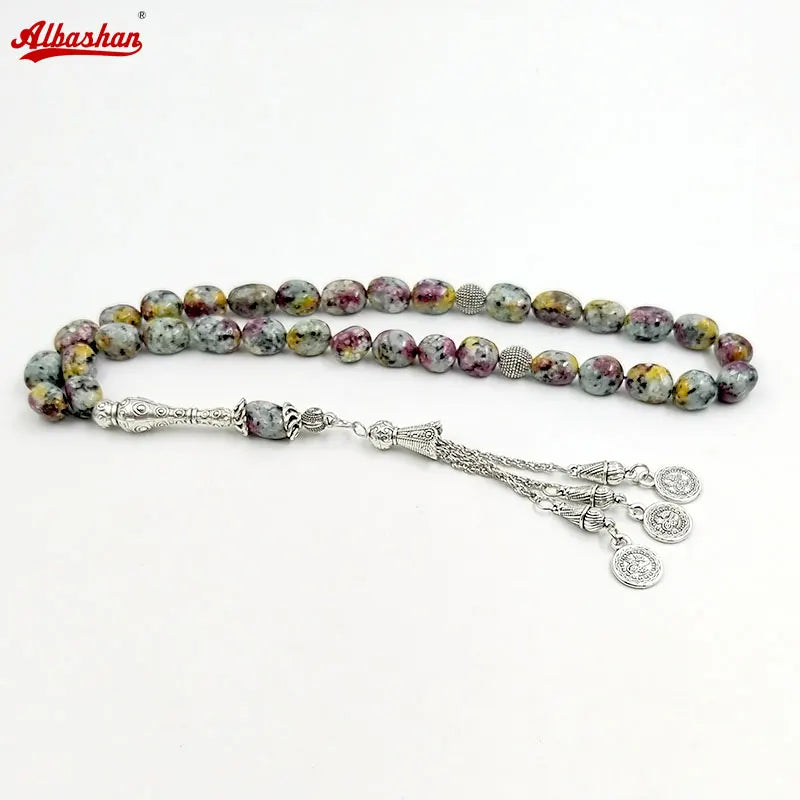 Natural Colored Sesame Stone Muslim Rosary 33 Misbaha Arabic Bracelet