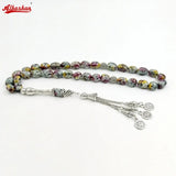 Natural Colored Sesame Stone Muslim Rosary 33 Misbaha Arabic Bracelet