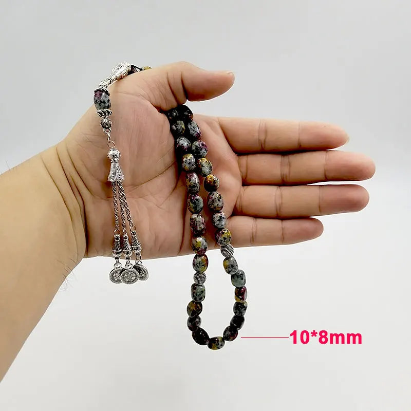 Natural Colored Sesame Stone Muslim Rosary 33 Misbaha Arabic Bracelet