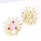 Pink Cat's Eye Crystal Freshwater Pearl Sun Earrings S925