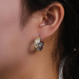 Embossed Moon Sun Star Chunky Hoop Earrings Stainless Steel