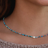 Colorful Bead Choker Necklace Natural Pearl Charm Short Collier Femme
