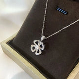 Titanium Steel Four Leaf Grass Pendant Necklace Flower Necklace