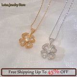 Titanium Steel Four Leaf Grass Pendant Necklace Flower Necklace