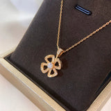 Titanium Steel Four Leaf Grass Pendant Necklace Flower Necklace