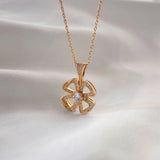 Titanium Steel Four Leaf Grass Pendant Necklace Flower Necklace