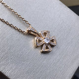 Titanium Steel Four Leaf Grass Pendant Necklace Flower Necklace