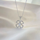 Titanium Steel Four Leaf Grass Pendant Necklace Flower Necklace