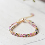 Colorful Tourmaline Crystal Beaded Bracelet Women Jewelry