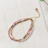 Colorful Tourmaline Crystal Beaded Bracelet Women Jewelry