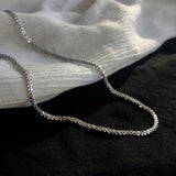 925 Silver Sparkling Collarbone Chain Bracelet Necklace Set