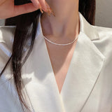 925 Silver Sparkling 18" Chain Necklace Women Wedding Party Jewelry