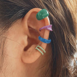 Colorful Oil Dripping Metal Ear Cuff for Women Girls