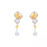 Yellow CZ Drop Earrings for Women Wedding Banquet Bride