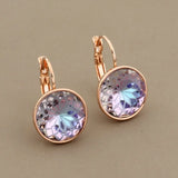Rose 14mm Round Dangle Earrings - Gift for Her