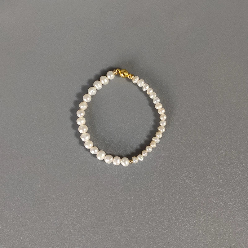 Natural Pearl Bracelet Gold-color Beads Freshwater Pearl Beaded Sets