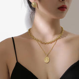 Double Chain Round Necklace Hip Hop Sweater Chain Wedding Jewelry Gift