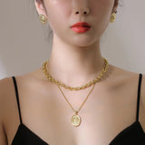 Double Chain Round Necklace Hip Hop Sweater Chain Wedding Jewelry Gift