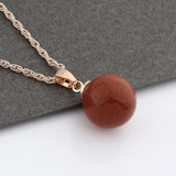 Rose Pendant Natural Stone 12mm Round Pendants Women Jewelry
