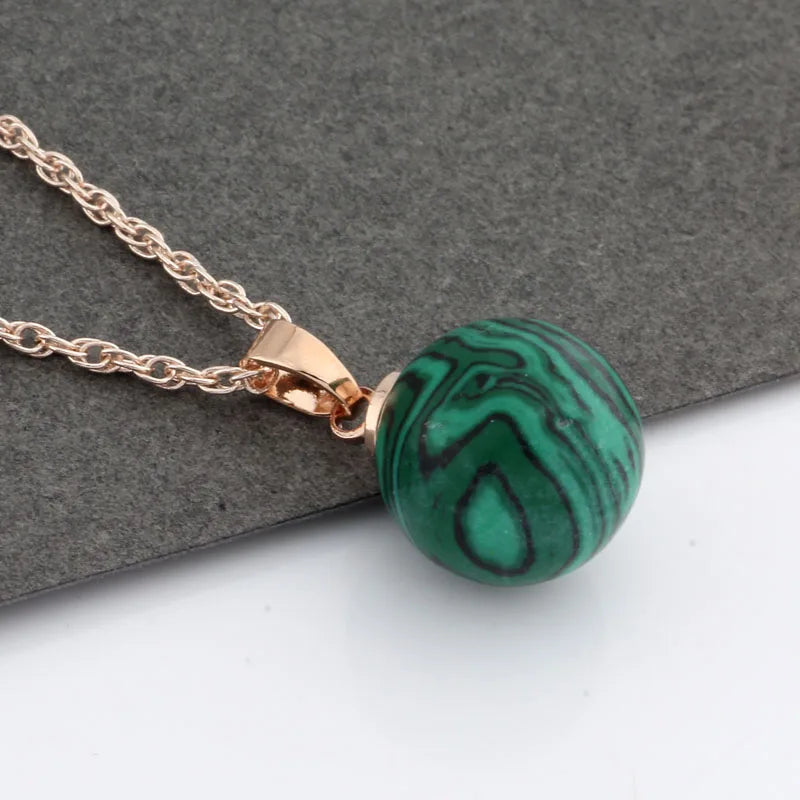 Rose Pendant Natural Stone 12mm Round Pendants Women Jewelry